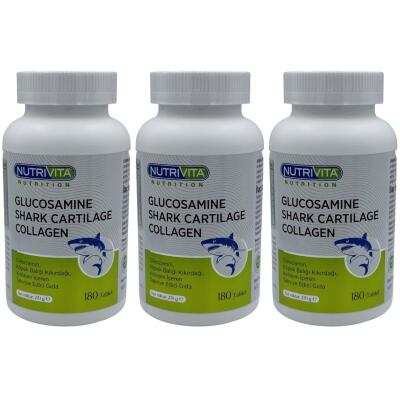 Nutrivita Nutrition Glucosamine Shark Cartilage Collagen 3X180 Tablet Köpek Balığı Kıkırdağı Kolajen