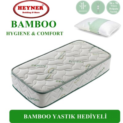 Onlıne-Yatak 90X180 Heyner Bamboo Lüx Ortopedik Yaylı Yatak (Yastık Hediyeli)