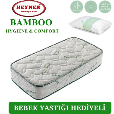 Onlıne-Yatak 130X180 Heyner Bamboo Lüx Ortopedik Yaylı Yatak (Yastık Hediyeli)