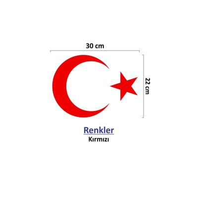 Kırmızı Türk Bayrağı Oto Kaput Sticker Far Sticker, Araba Kaput Sticker, Oto Sticker 30Cm