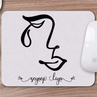 Kişiye Özel Karakalem Soyut Yüz Tasarımlı Mousepad -4