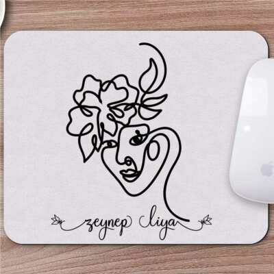 Kişiye Özel Karakalem Soyut Yüz Tasarımlı Mousepad -5
