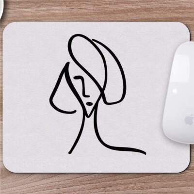 Karakalem Çizimi Soyut Yüz Tasarımlı Mousepad -1