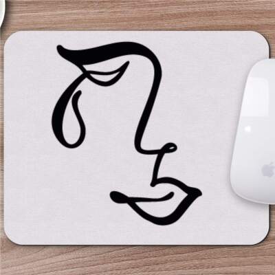 Karakalem Çizimi Soyut Yüz Tasarımlı Mousepad -4