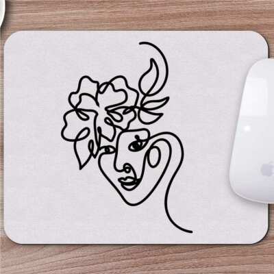 Karakalem Çizimi Soyut Yüz Tasarımlı Mousepad -5