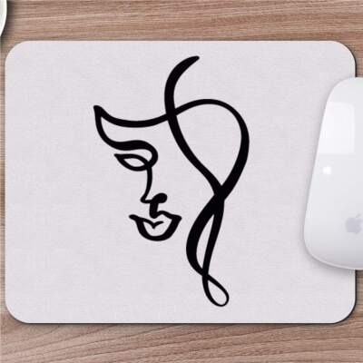 Karakalem Çizimi Soyut Yüz Tasarımlı Mousepad -6