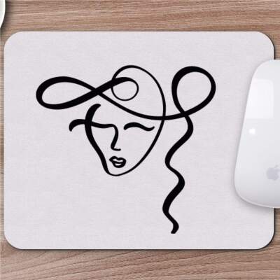 Karakalem Çizimi Soyut Yüz Tasarımlı Mousepad -7