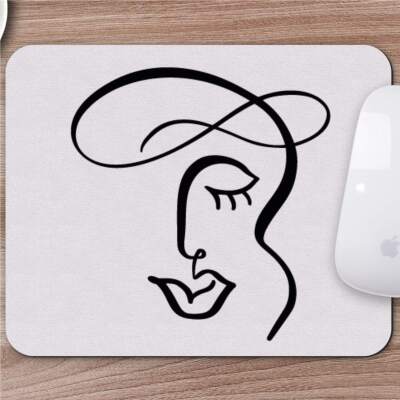 Karakalem Çizimi Soyut Yüz Tasarımlı Mousepad -8