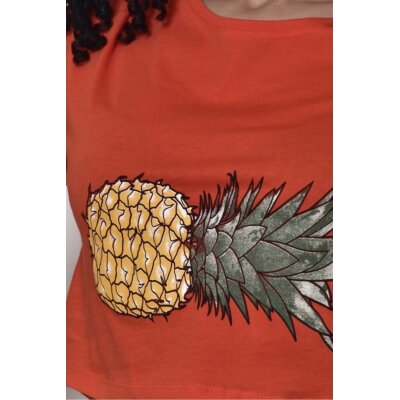Ananas Turuncu Crop Tişört