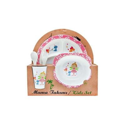 Prenses Melamin Bebek Mama Yemek Tabağı Kabı Bardak Kaşık 5 Li Set