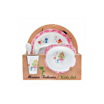 Prenses Melamin Bebek Mama Yemek Tabağı Kabı Bardak Kaşık 5Li Set