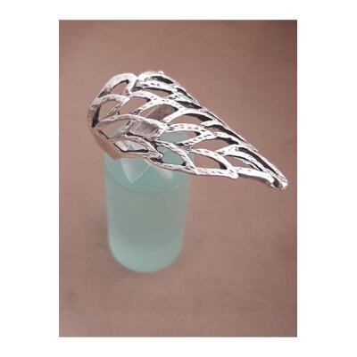 Gümüş Kaplama Antik Çelik Kuş Tüyü Ayarlanabilir Yüzük