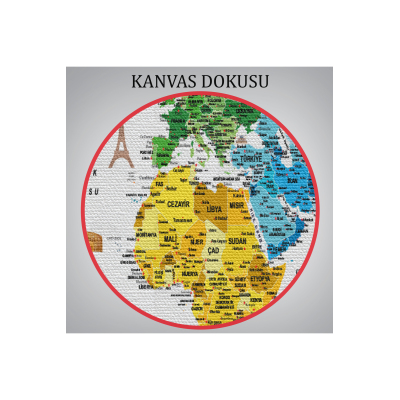 Türkçe Dünya Haritası Son Derece Ayrıntılı Eğitici Ve Sembollü Kanvas Tablo 3224