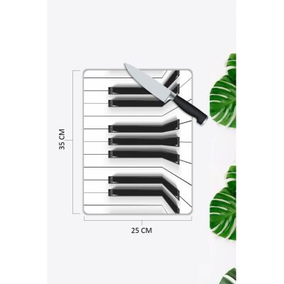 Midasx Piyano Tuşları | Cam Kesme Tahtası | 25 Cm X 35 Cm