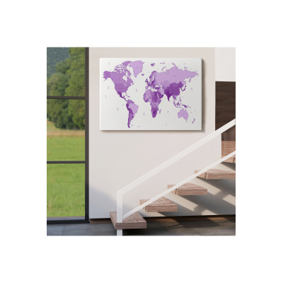 Erv Seri100 Dünya Haritası Mor Renkli Dekoratif Kanvas Tablo 1044