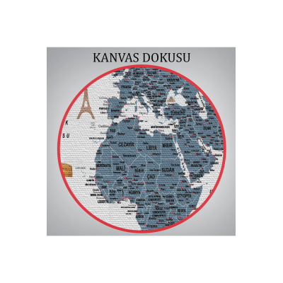 Türkçe Dünya Haritası Son Derece Ayrıntılı Eğitici Ve Sembollü Kanvas Tablo 3188