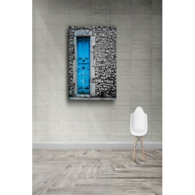 Tuval Üzerine Mavi Kapılı Taş Ev Baskısı 70 X 100 Görsel Rengi