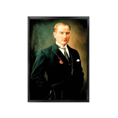 Tuval Üzerine Atatürk Baskısı Duvar Sanatıkanvas Tablo Çerçeveli 80 X 120 Siyah