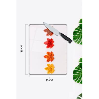 Renkli Yapraklar | Cam Kesme Tahtası | 25 X 35 Cm