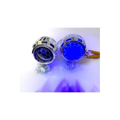 Bi-Xenon Mavi Renk Bal Petek Desenli Far Içi Mercek 2,5 Inc Far Merceği Led Xenon Uyumlu