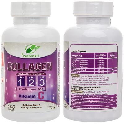 Yurdavit Collagen 100 Tb Zinc Gluconate Çinko Glukonat 120 Tb Yurdavit Vitamin C 1000 Mg 100 Tablet