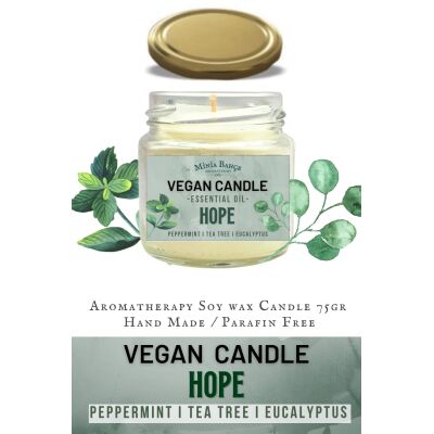 Aromaterapi Vegan Soyawax Mumu, Umut - Hope- Çam, Nane, Okaliptus Ve Çay Ağacı- , 75Gr