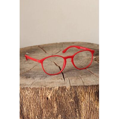 Kırmızı Renk Oval Mat Gözlük
