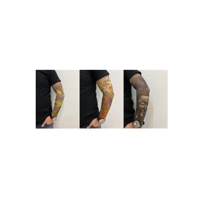 Giyilebilir Dövme 3 Çift 6 Adet Kol Çorap Dövmesi Sleeve Tattoo Set12