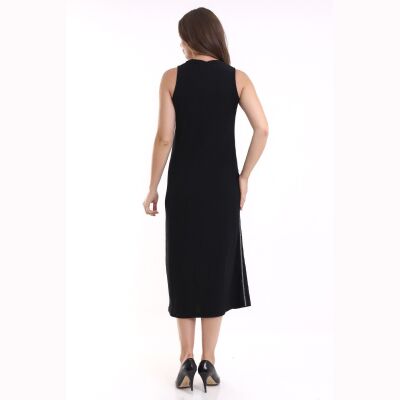 Kadın Yırtmaçlı Kaçkorse Boydan Şertli Elbise Siyah