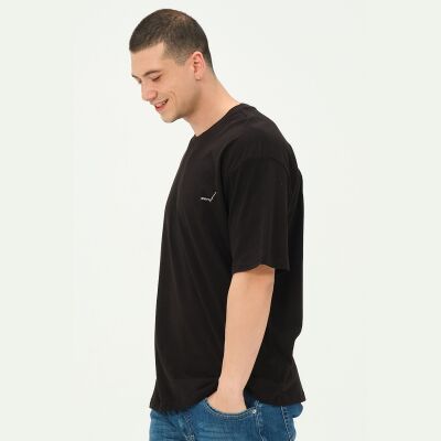 Erkek Kahverengi Sırt Baskı Detaylı Oversize T-Shirt