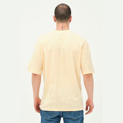Erkek Lacivert Baskı Detaylı Oversize T-Shirt