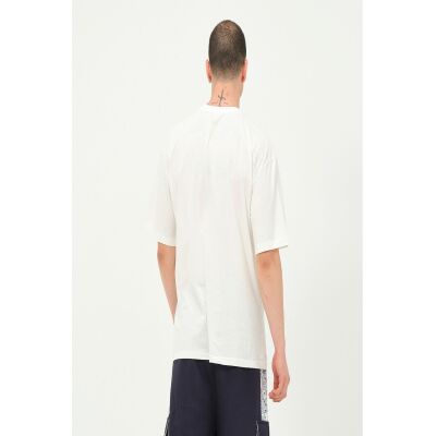 Erkek Gri Baskı Detaylı Oversize T-Shirt