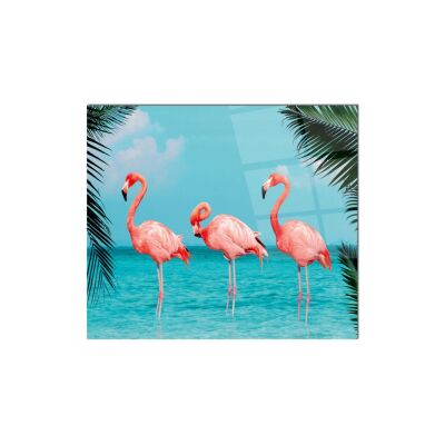 50X50 Cm Cam Ocak Arkası Koruyucu Ankastre Arkası Koruyucu | Flamingolar