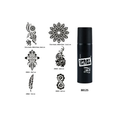 Kadın Sembolleri Spray Tattoo Geçici Dövme Yapma Seti Dark Siyah