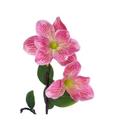 Yapay Çiçek Pembe Çilli Manolya Islak Doku 3 Kafalı Uzun Dal Çiçek Flowers 95Cm