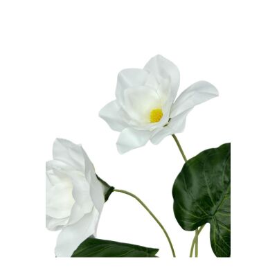 Yapay Çiçek Islak Manolya Gerçek Dokulu 3 Kafa Magnolia Beyaz