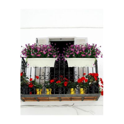 Yapay Çiçek Lila Papatya Küpeşte Askılı Saksıda Balkon Çiçeği Çiçek Sepeti