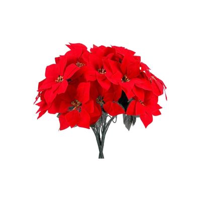 Yapay Çiçek Atatürk Çiçeği Kırmızı Demet Kadife Dokulu Christmas Flower