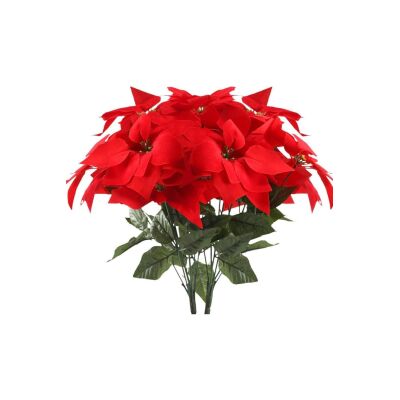 Yapay Çiçek Atatürk Çiçeği Kırmızı Demet Kadife Dokulu Christmas Flower