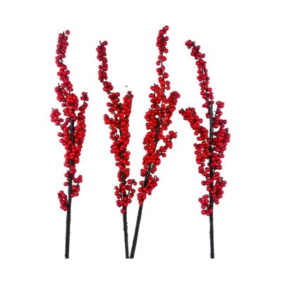 Yapay Çiçek Kokina Uzun Dal 90Cm Yılbaşı Çiçeği Red Berry
