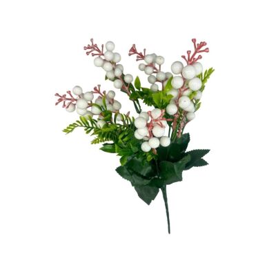 Yapay Çiçek Kokina Demet Beyaz K51 Yılbaşı Çiçeği Christmas White Berry