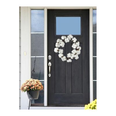 Yapay Çiçek Kapı Süsü Beyaz Pamuk Aranjmanı 35Cm 20Pamuklu Yılbaşı Kapı Çelengi