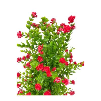 Yapay Çiçek Siyah Saksıda Kırmızı Mineli Şimşir Ağacı 55Cm