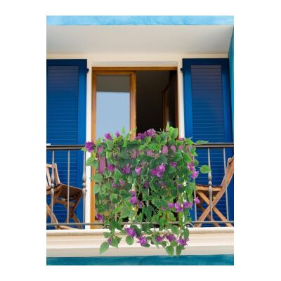 Yapay Çiçek Mor Begonvil Li Mor Çit Balkon Saksısı 55*35Cm 70Cm Sarkar