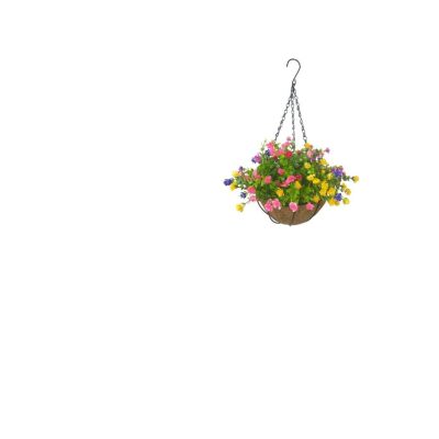 Yapay Çiçek Sarkaç Askılı Makreme Sepette Mineli Şimşir Karışık Renkli Çiçek Sepeti