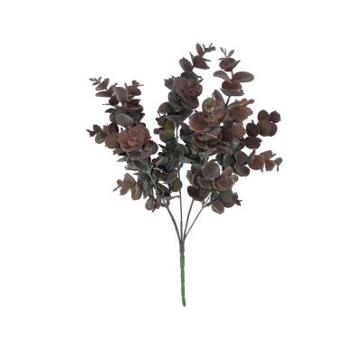 Yapay Çiçek Okaliptus Şimşir Demeti Pudralı Pastel Kahverengi Garnitür Aradal Dekoratif Yapay Bitki
