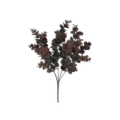 Yapay Çiçek Okaliptus Şimşir Demeti Pudralı Pastel Kahverengi Garnitür Aradal Dekoratif Yapay Bitki