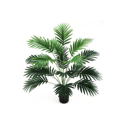 Yapay Ağaç Salon Bitkisi Areka Palmiye 83Cm 18 Yaprak Plastik Siyah Saksıda
