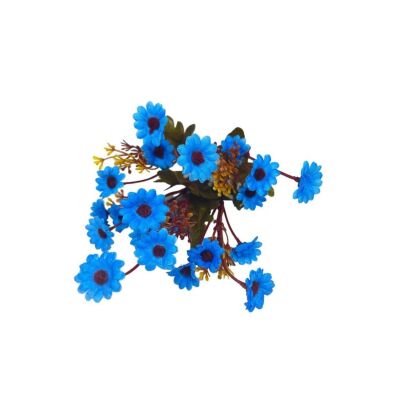 Yapay Çiçek Kır Çiçeği Mavi Koyu Papatya Kumaş Çiçekli