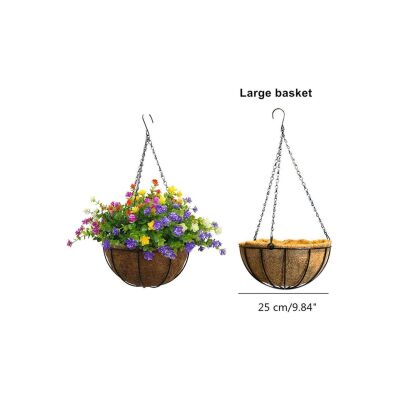 Yapay Çiçek Sarkaç Askılı Makreme Sepette Karışık Renkli Mineli Şimşir Yeşillik Çiçek Sepeti
